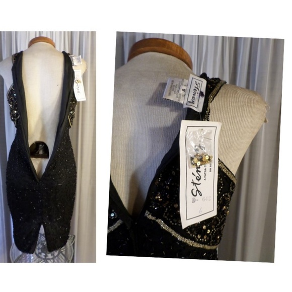 NWT Stenay Silk Cocktail Dress Size 6 Gold Black S - Picture 7 of 8